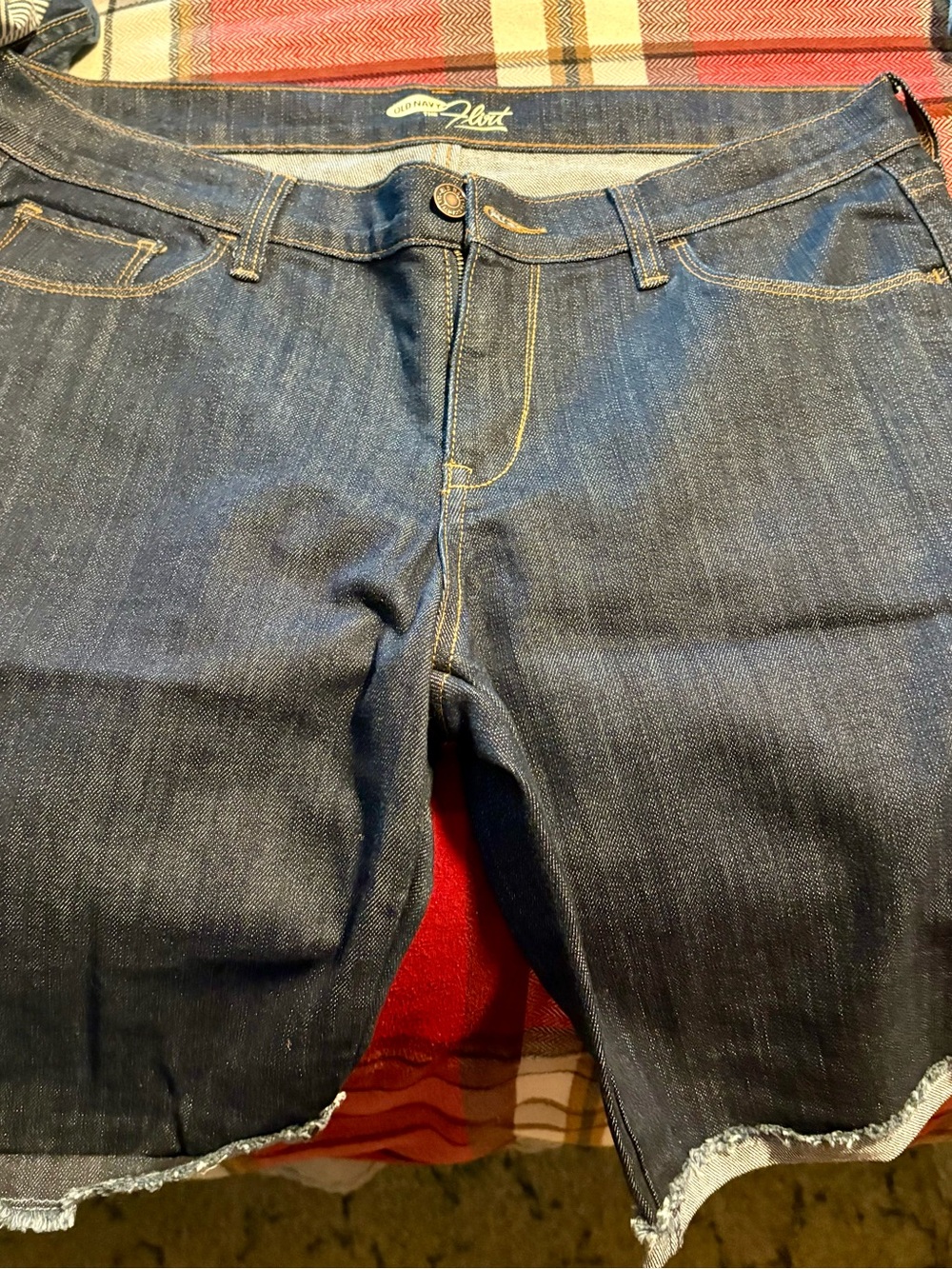 Old Navy Dark Blue Denim Bermuda Shorts with Frayed Hem